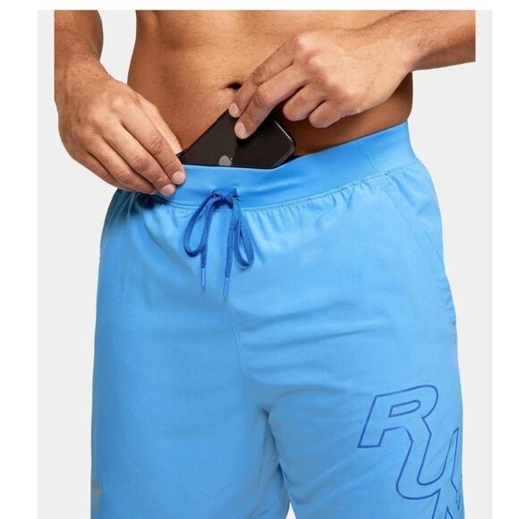 Under Armour Men’s SpeedPocket 7" Shorts Blue Small Running Training EUC - Picture 1 of 11